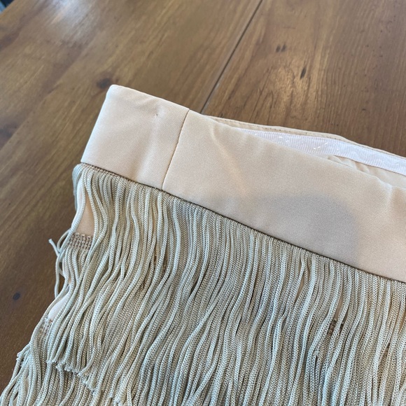 Jay Godfrey Mini Silk Fringe Strapless Dress Tan - Picture 11 of 12